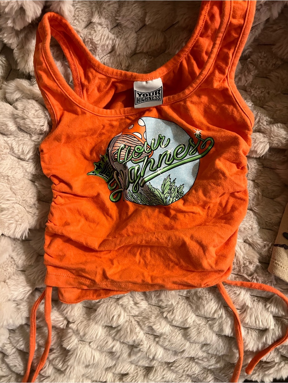 Zumiez Bright Orange Graphic Drawstring Crop Tank